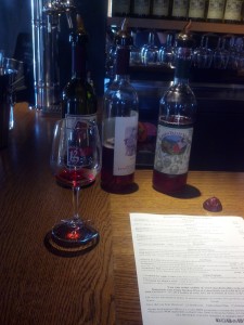 Tasting sheet at Boyden Valley, as well as a nearly-empty glass of cider/cassis.
